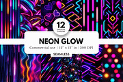 12 Neon Glow Digital Papers, a Pattern Graphic by NorthWindPixels (Thumbnail 1 of 4)
