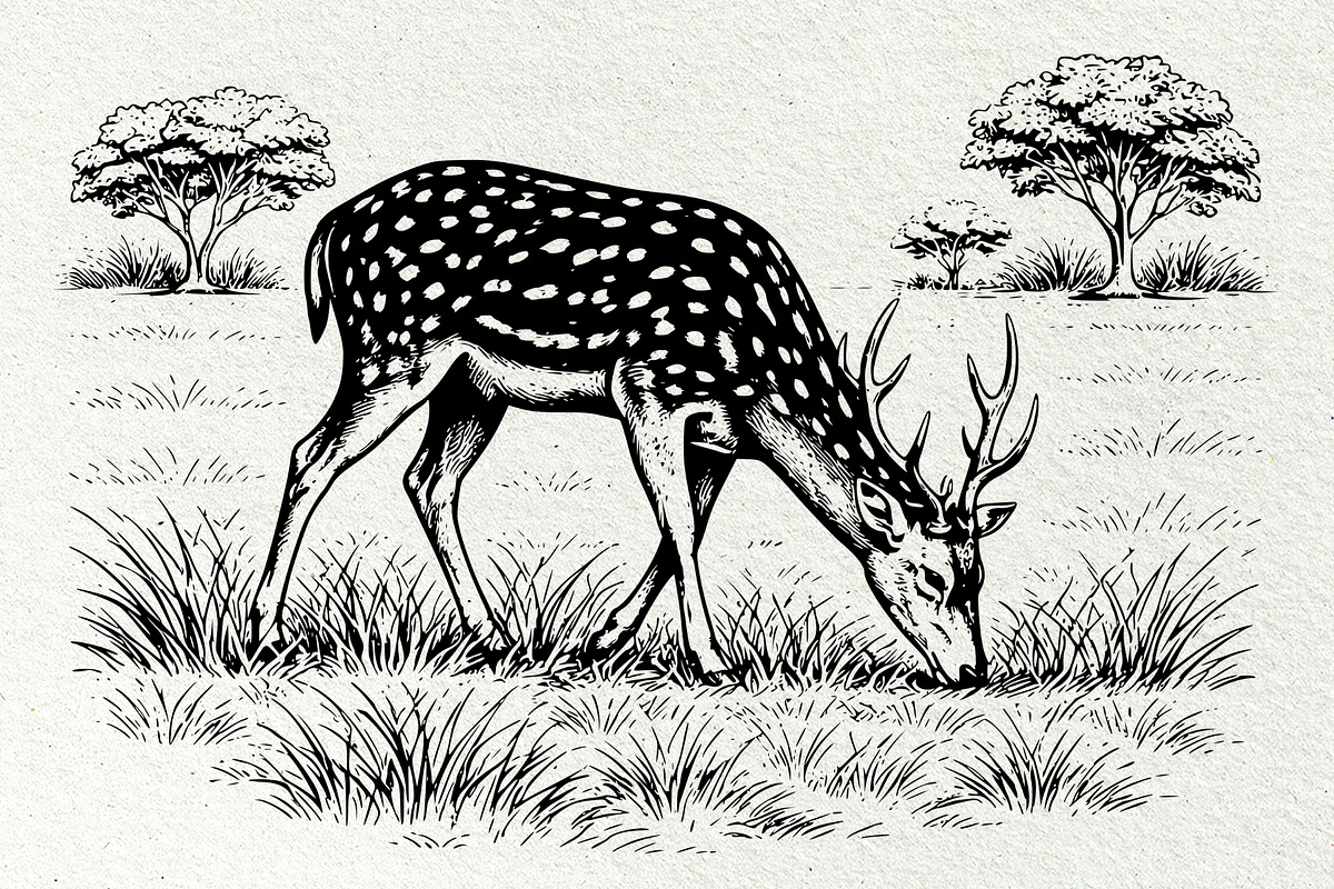 Axis Deer Wildlife Graphics, an Animal Illustration by DENIDigitalArtSudio (Photo 2 of 8)