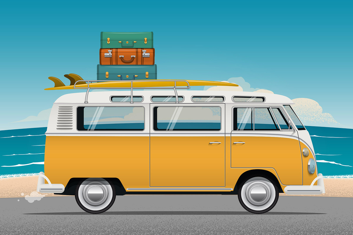 Old School Camper Vector, a Transportation Illustration by Crafter