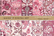 Burgundy Floral Seamless Patterns, a Pattern Graphic by Maishop (Thumbnail 1 of 8)