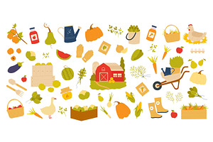 Local farm products production set, a Food Illustration by Flashvector