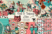 Coral & Turquoise Alice Graphics, an Illustration by Digital Curio (Thumbnail 1 of 4)
