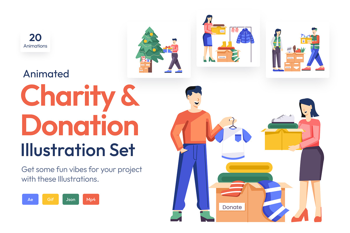 Charity Donation Animated Art Set, a Person Illustration by Vectors Market (Photo 1 of 5)