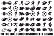 Football Soccer Silhouette Bundle, an Illustration by hafijul (Thumbnail 1 of 51)