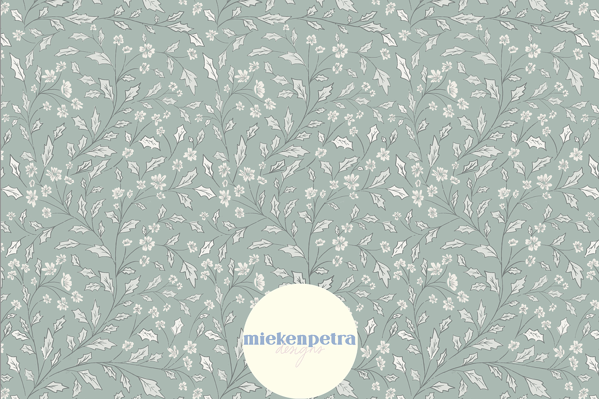 Trailing Teal Floral Vines Pattern, a Pattern Graphic by Mieken Petra Designs (Photo 1 of 3)