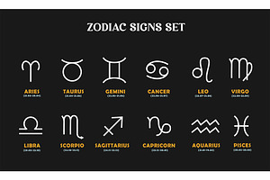 Zodiac sign set, an Education Illustration by Elen_Art