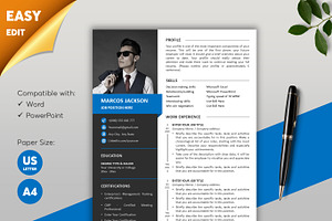 ATS Resume CV Word & PowerPoint - 17, a Resume Template by MrCam Template Resume|CV