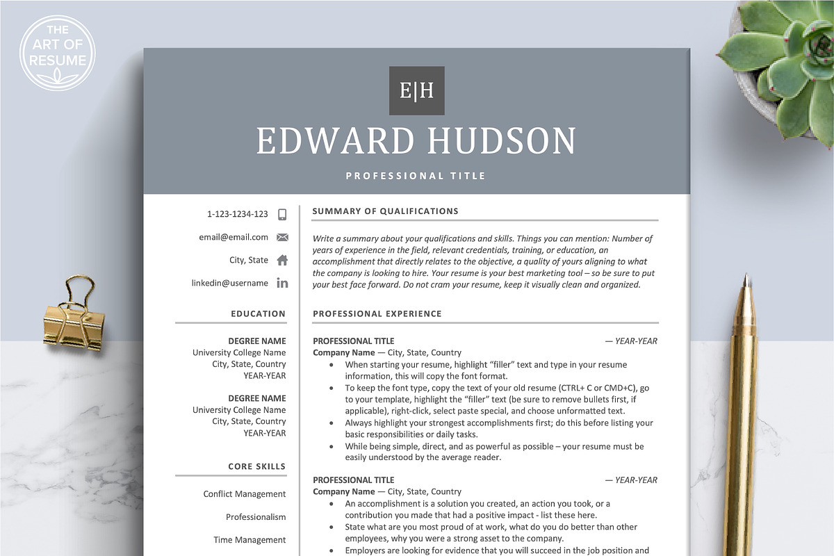 Executive Resume, CV Template, Cover, a Resume Template by The Art of Resume (Photo 1 of 8)
