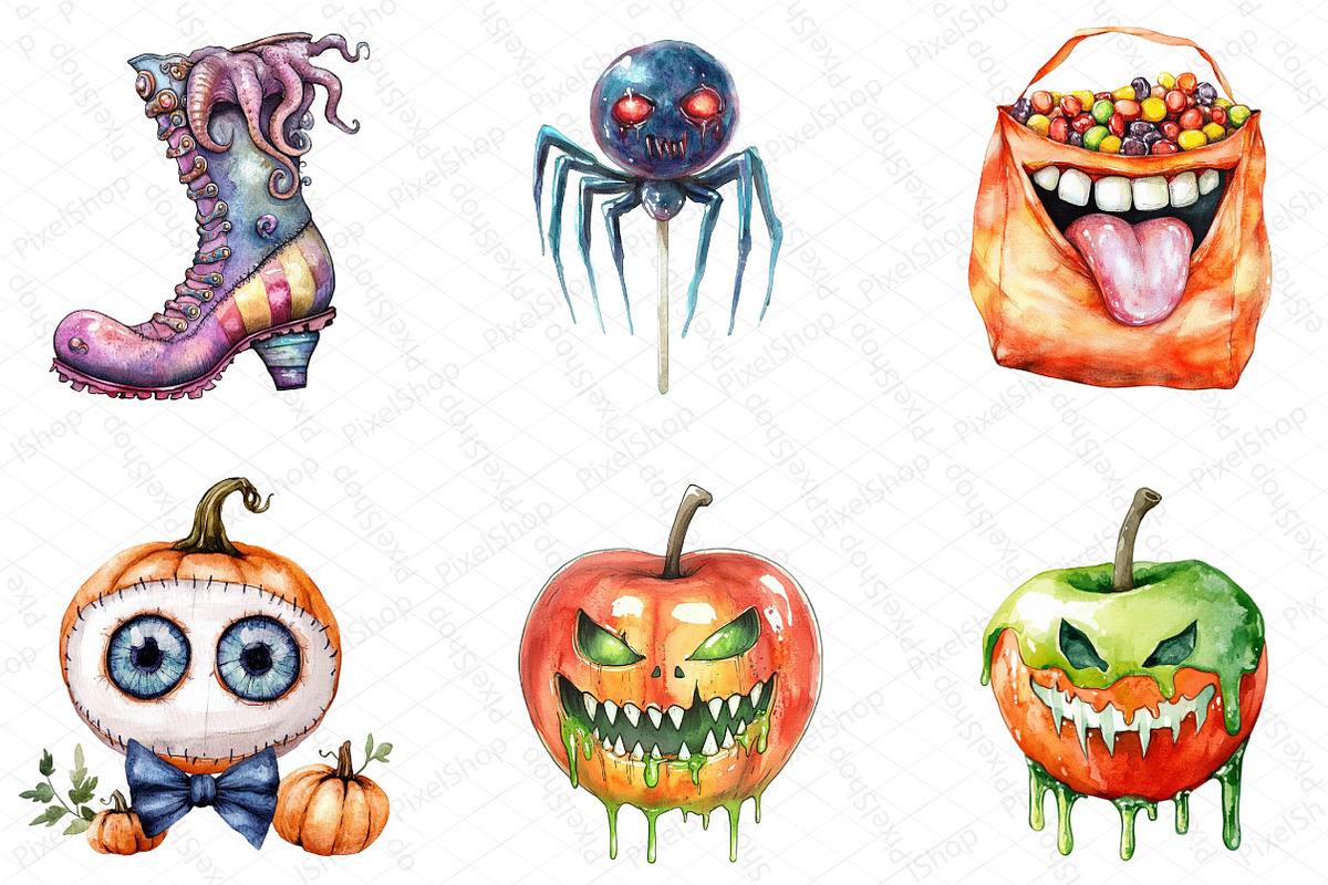 Spooky Weird Halloween Clipart, an Illustration by DreamPrint404 (Photo 3 of 5)