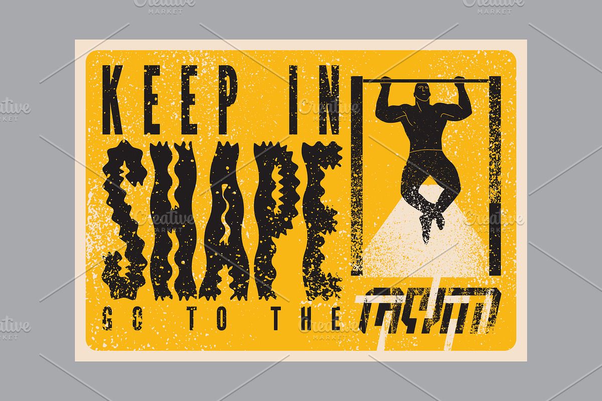 Gym vintage vector poster set., a Sport Illustration by PoPaShop (Photo 5 of 8)