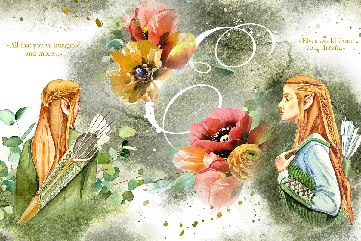 Watercolor Fantasy Clipart Bundle, a Person Illustration by ArtCreationsDesign (Photo 20 of 22)