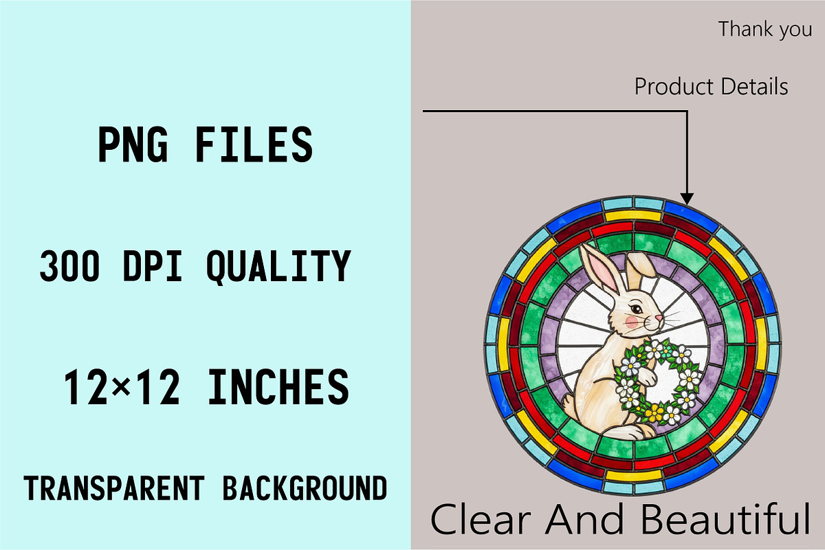Easter Bunny Stained Glass Clipart, an Illustration by SVGArt (Photo 8 of 9)