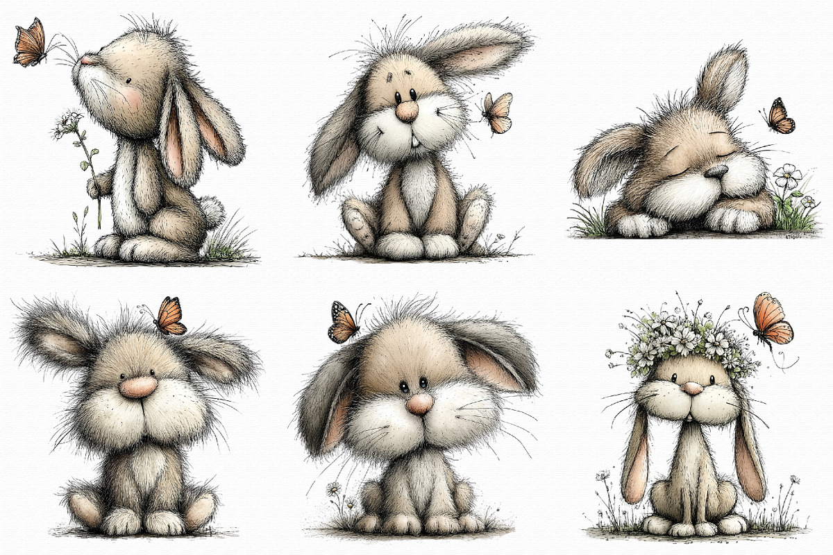 Whimsical Bunny with Butterfly Clipa, an Illustration by Libby Wishes (Photo 6 of 6)