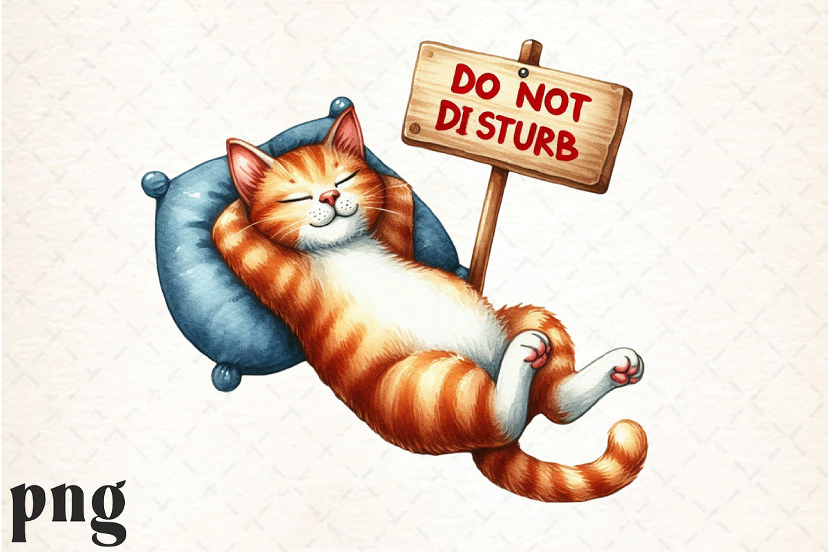 DO NOT DISTURB, Cat PNG, an Illustration by DreamCafeArt (Photo 1 of 3)