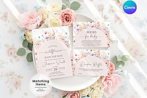 Baby In Bloom Shower Invitation Set, an Invitation Template by Digital_Mind