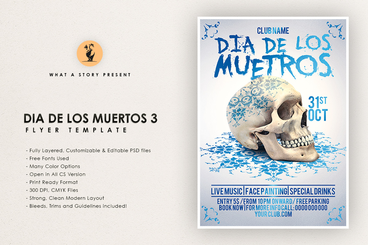 Dia De Los Muertos 3, a Flyer Template by What a Story (Photo 1 of 5)