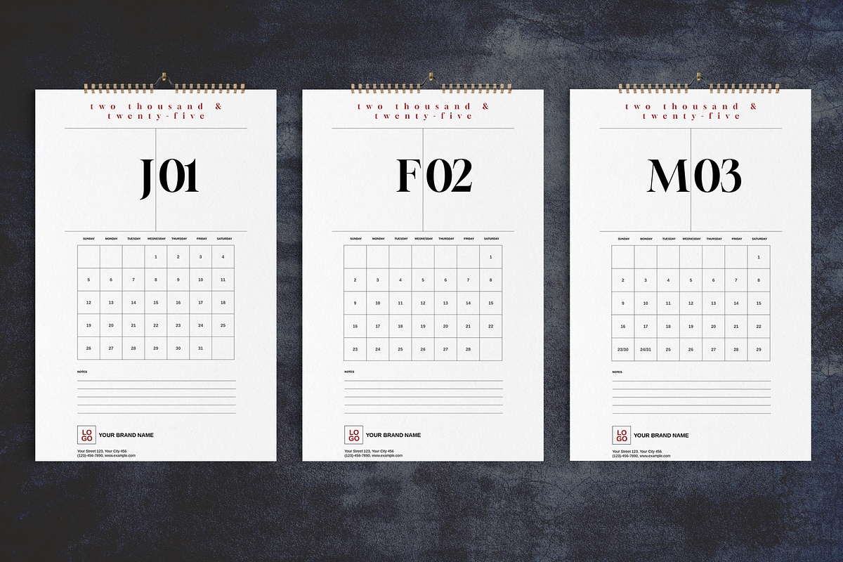 Minimal Numbers Wall Calendar 2025, a Stationery Template by Boris Cupac (Photo 2 of 5)