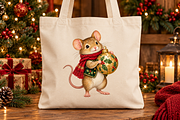 Vintage Christmas Mouse Clipart PNG, an Object Graphic by Colorsfav (Thumbnail 5 of 6)