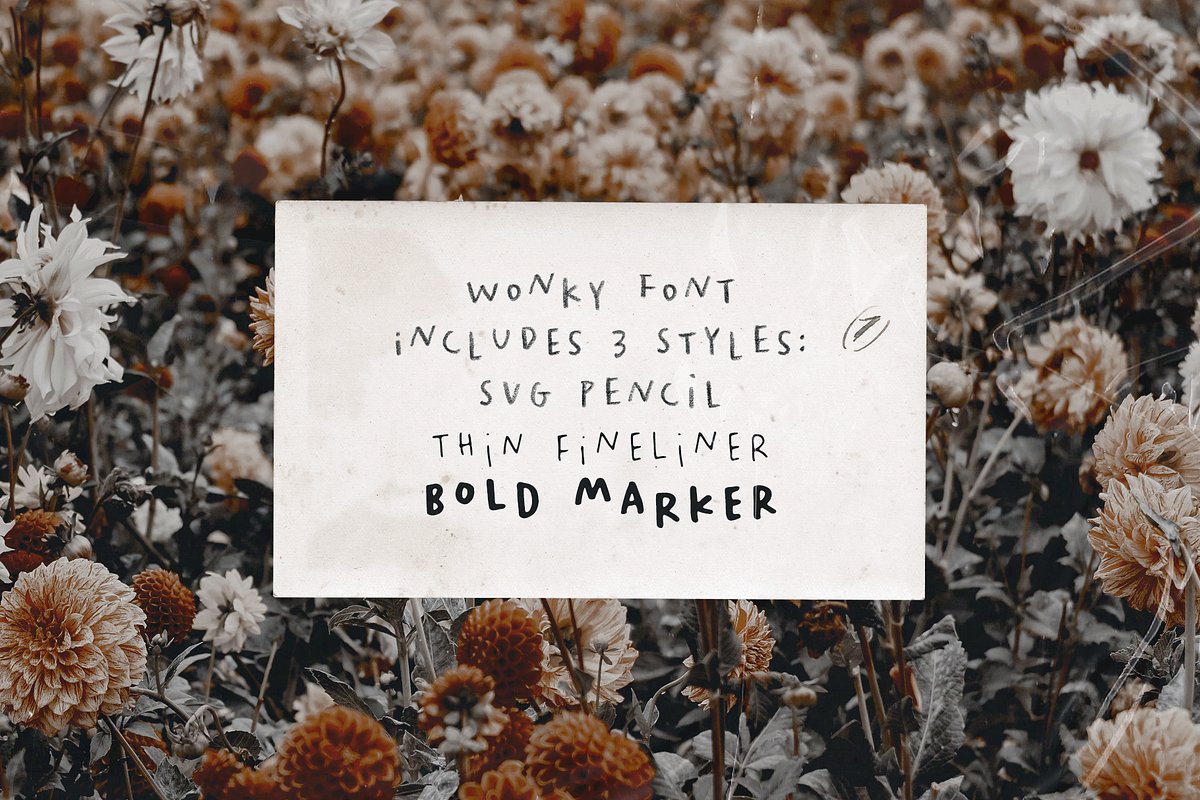 Wonky SVG Font And Extras, a Handwritten Font by Ana's Fonts (Photo 6 of 13)