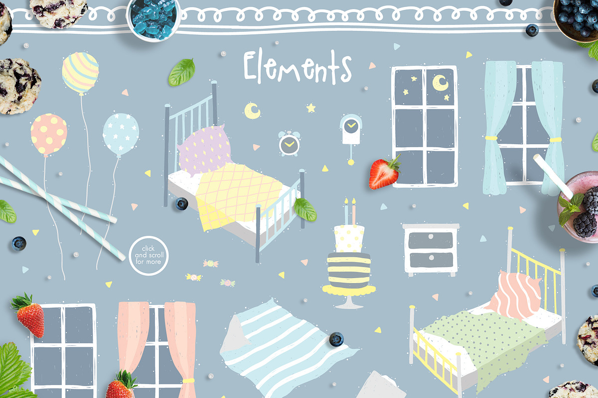 Cute Animals Pajama Party Clipart, an Animal Illustration by Euonia Meraki (Photo 3 of 9)
