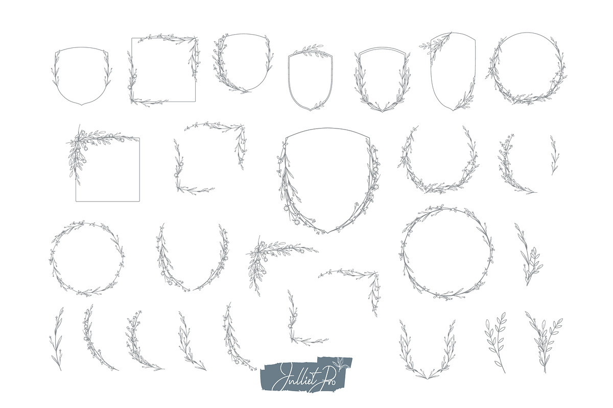 Floral wedding clipart set, a Decorative Illustration by JuDesign (Photo 2 of 5)