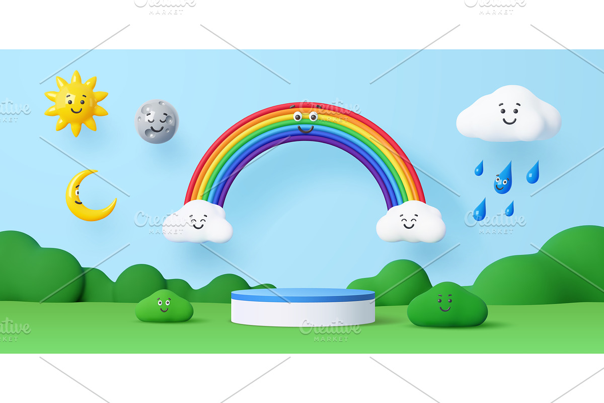 3d kids podium stage, a Decorative Illustration by Buch&Bee