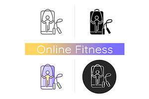 Online rope jumping workout icon, an Outline Icon by IMG Visuals
