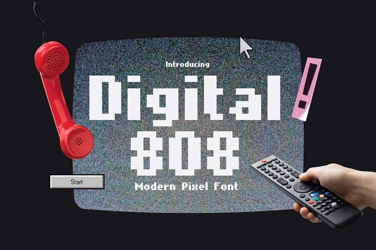 Digital 808 - 8Bit Pixel Font, a Sans Serif Font by HipFonts (Photo 1 of 6)