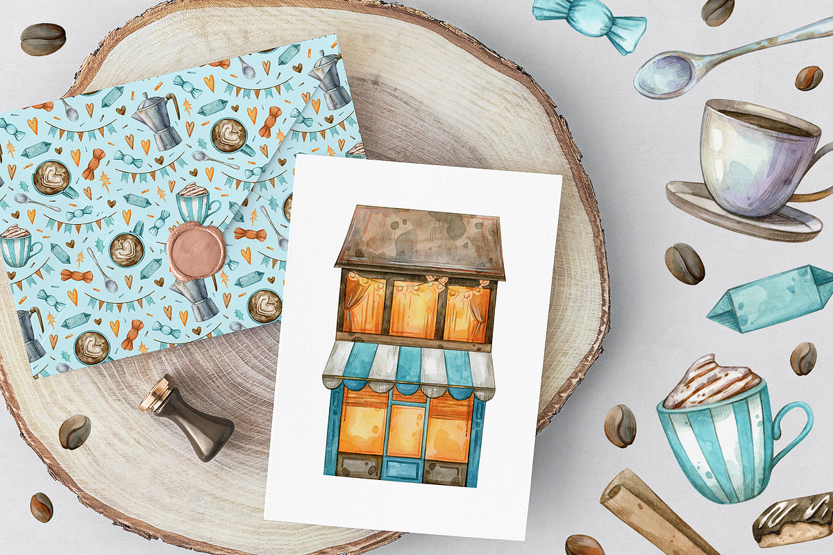 Watercolor Coffee Collection, a Decorative Illustration by Aquarellka (Photo 5 of 8)