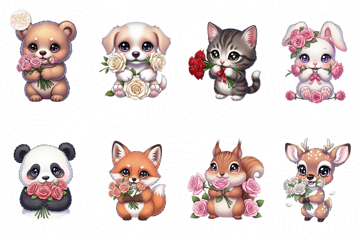 Animals and Roses PNG Clipart Floral, an Animal Illustration by KennedyStudio (Photo 2 of 5)