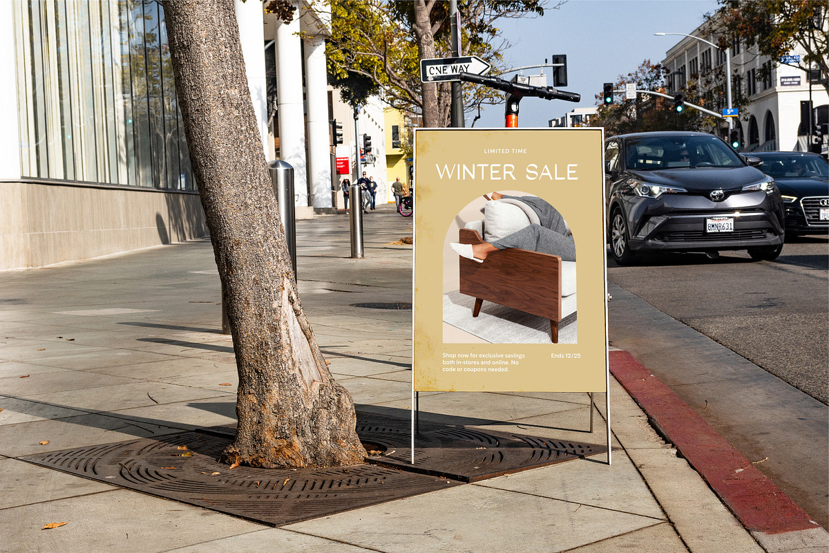 Urban Sandwich Board PSD Mockup, an Advertising Mockup by Area Mockups (Photo 2 of 3)