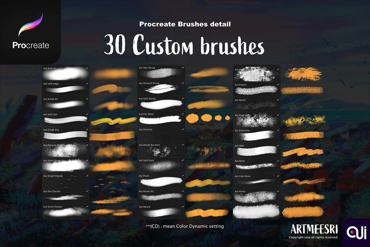 Procreate Brushes set : Painting, a Brush Add-On by Artmeesri (Photo 2 of 6)