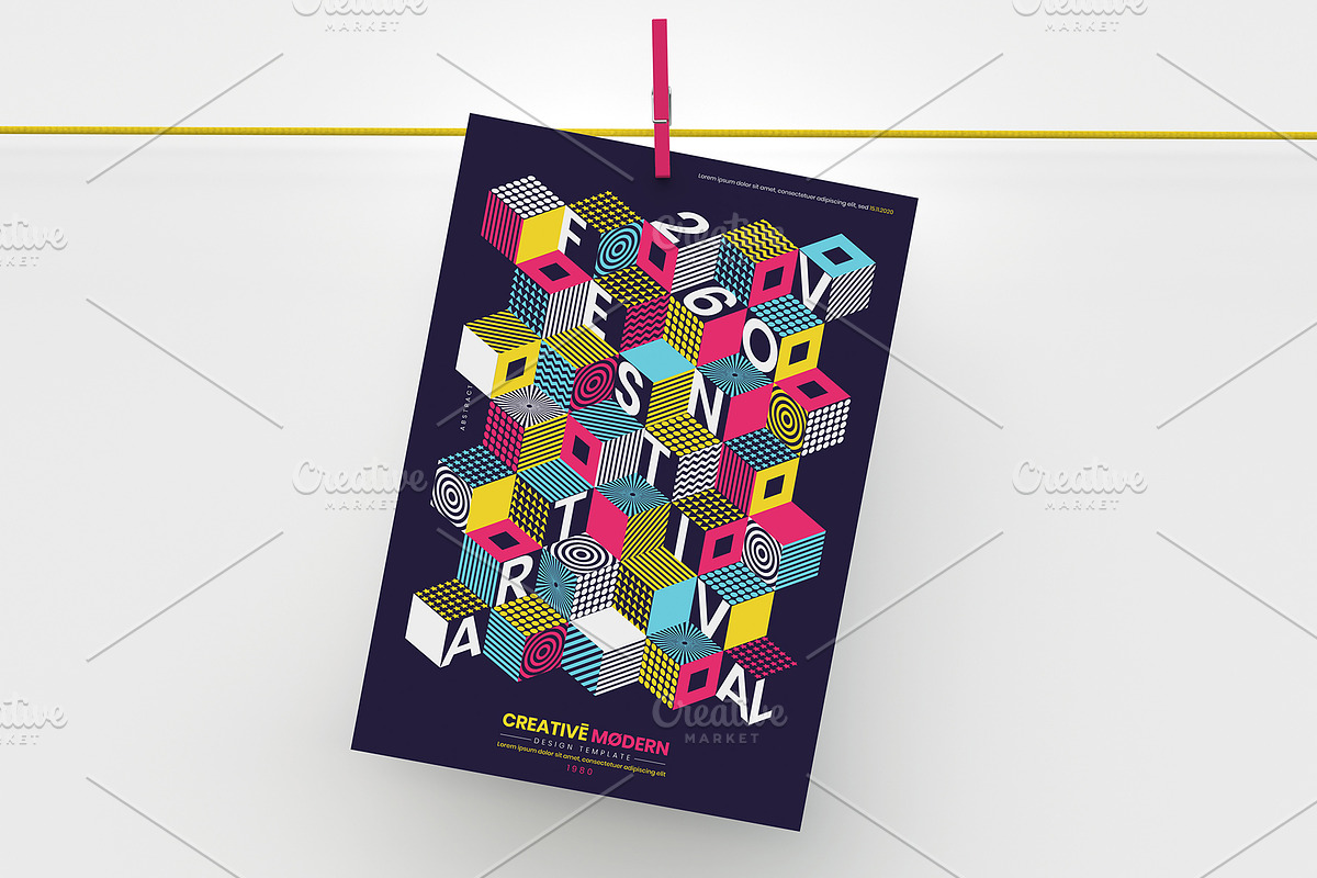 Isometric Cubes Poster, a Flyer Template by Black Cat Studio