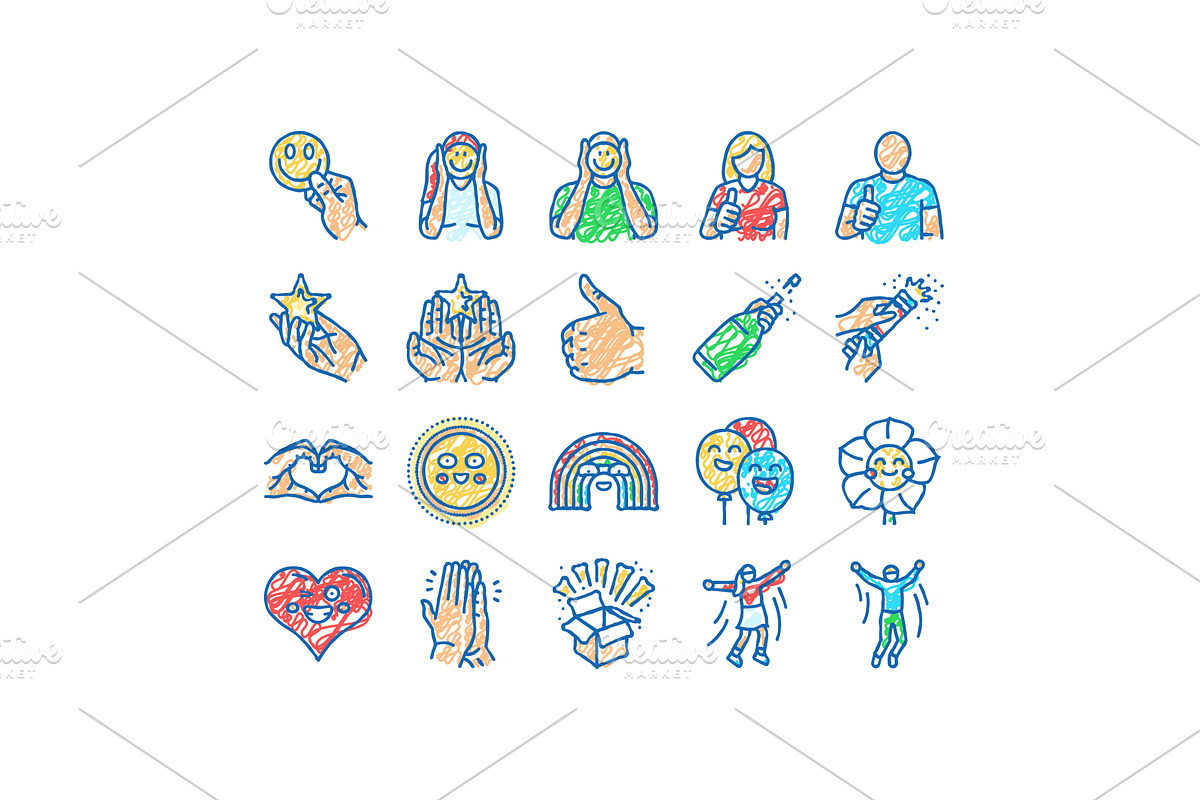positive mood happy smile icons hand, an Object Illustration by pikepicture