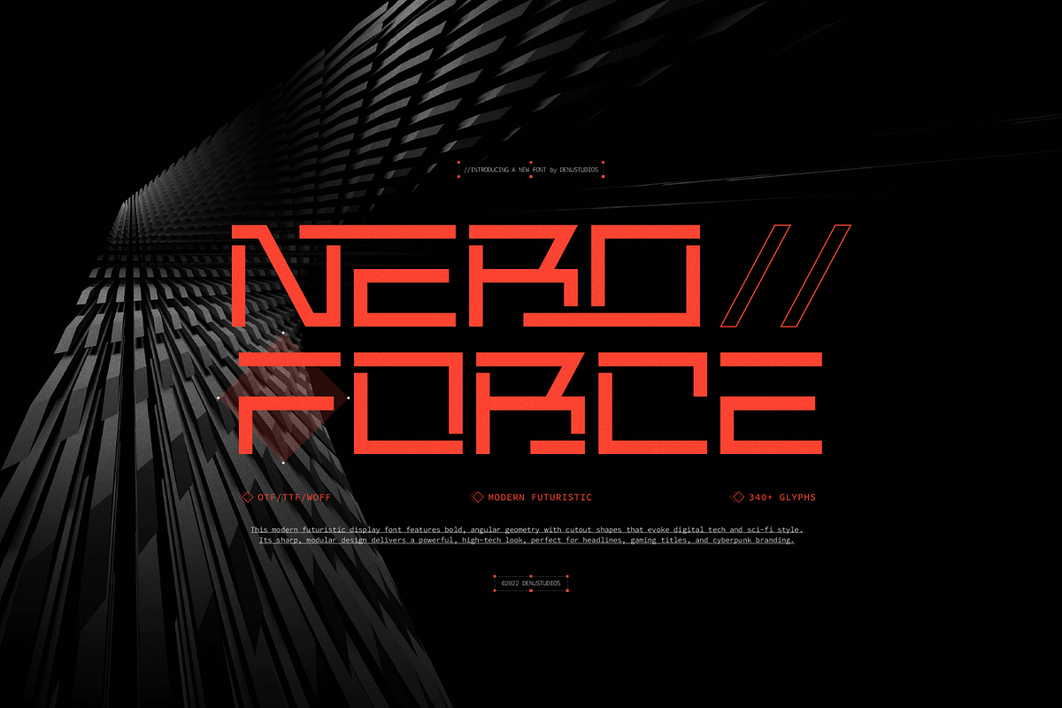 Nero Force | Modern Futuristic, a Sans Serif Font by Denustudios (Photo 1 of 12)