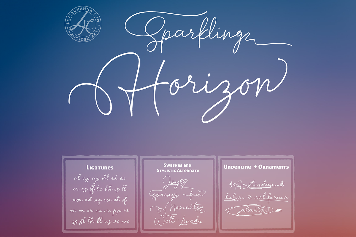 Sparkling Horizon Handwritten Font, a Handwritten Font by Letterhanna Studio (Photo 2 of 10)