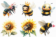 Whimsical Spring Bee Clipart, an Illustration by Libby Wishes (Thumbnail 5 of 6)
