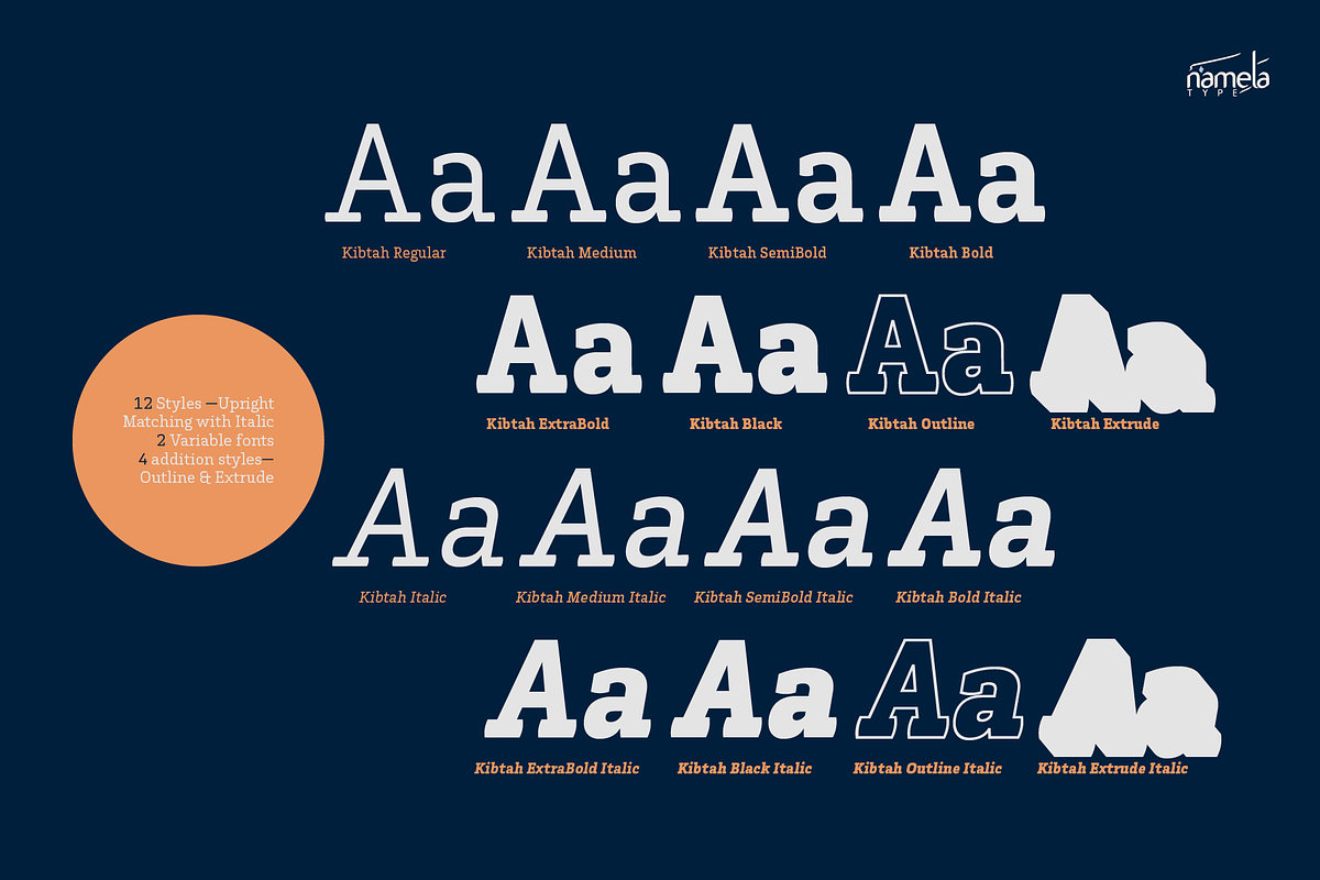 Kibtah, Contemporary Slab-Serif Font, a Slab Serif Font by Namela Studio (Photo 3 of 9)