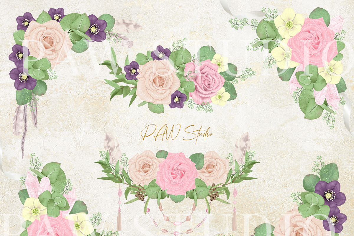 Boho Frames Floral Borders Wreaths, an Illustration by PawGraphic (Photo 4 of 9)