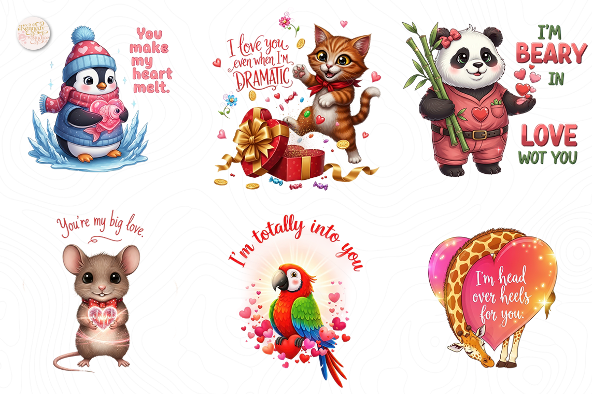 Valentine Animal Quotes PNG Clipart, an Animal Illustration by KennedyStudio (Photo 3 of 5)