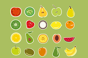 Stickers Fruits And Vegetables Set