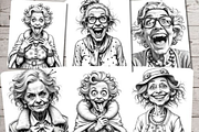 Crazy Old Ladies Coloring Pages, a Decorative Illustration by Ink Gallery (Thumbnail 6 of 7)