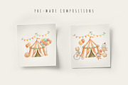 Watercolor Circus Animals Clipart, an Illustration by ElenaPlatovaArt (Thumbnail 2 of 10)