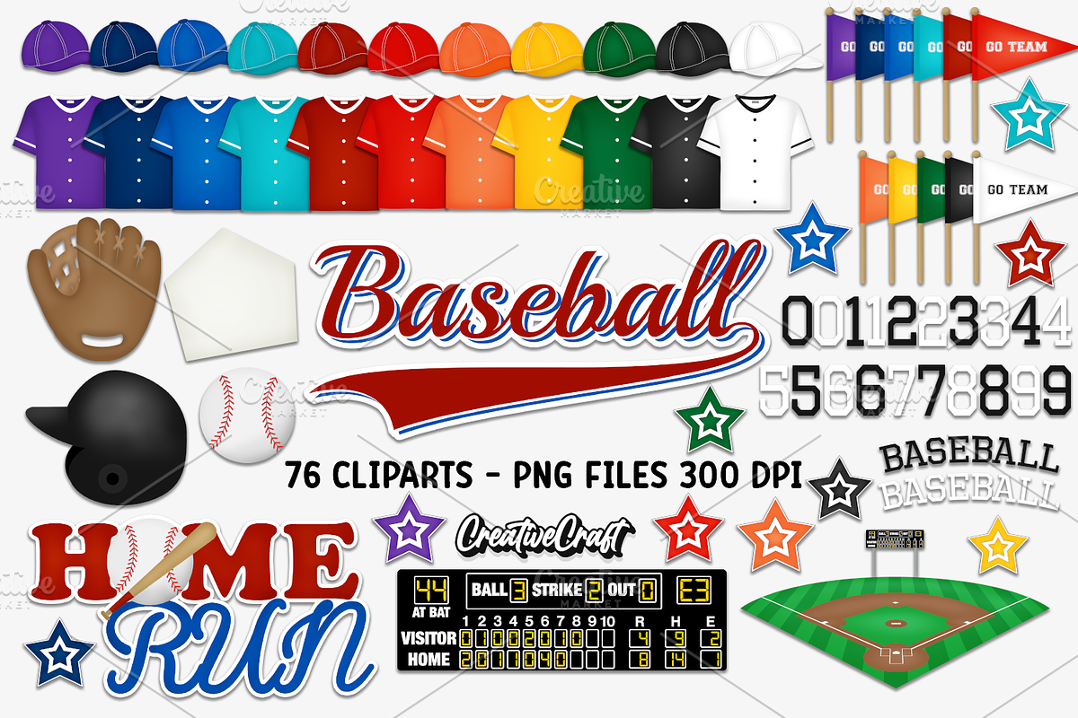 Baseball Clip Art, Baseball Graphics, a Sport Illustration by CreativeCraft