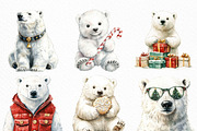 Christmas Polar Bears Clipart, an Illustration by Craft Nest (Thumbnail 4 of 6)