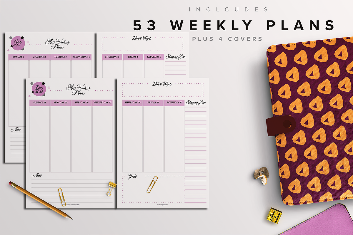 2017 Weekly Planner Kit -3 Sizes, a Stationery Template by Nerdy Girl Creative (Photo 3 of 3)