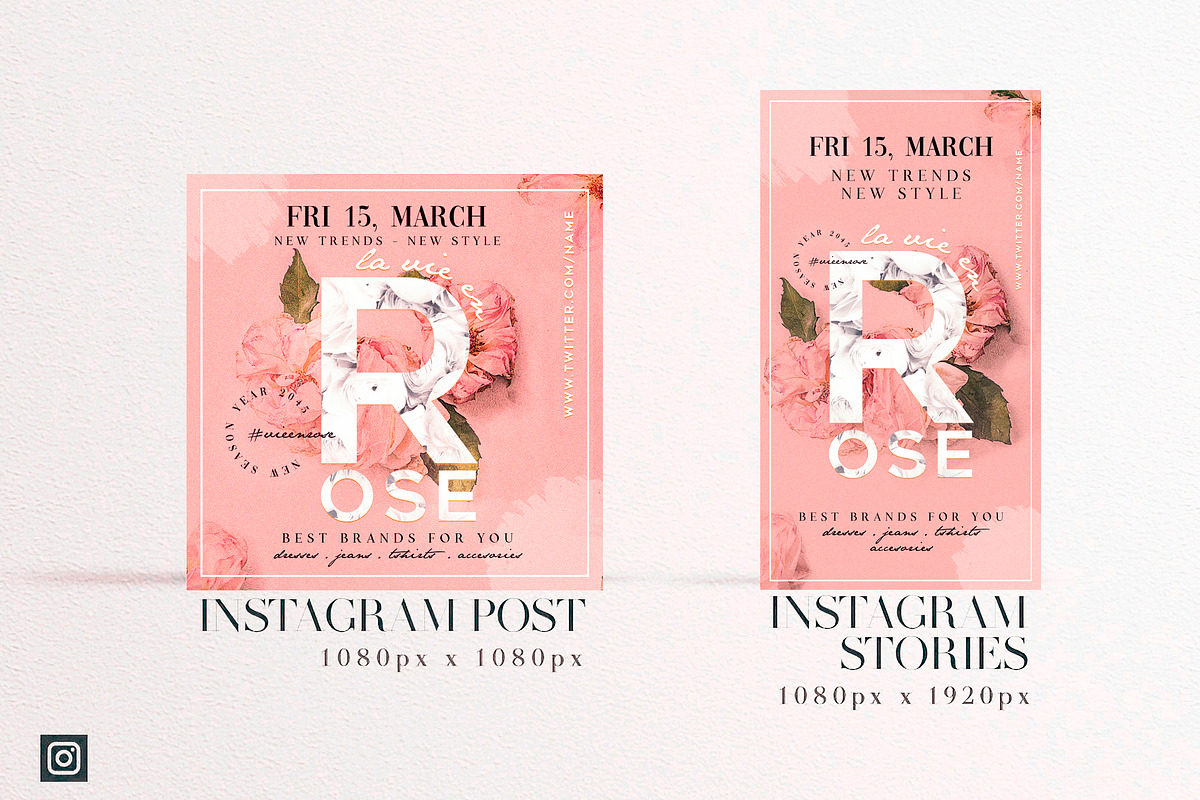 La Vie En Rose Social Media Pack, a Social Media Template by Touringxx Creative Studio (Photo 3 of 8)