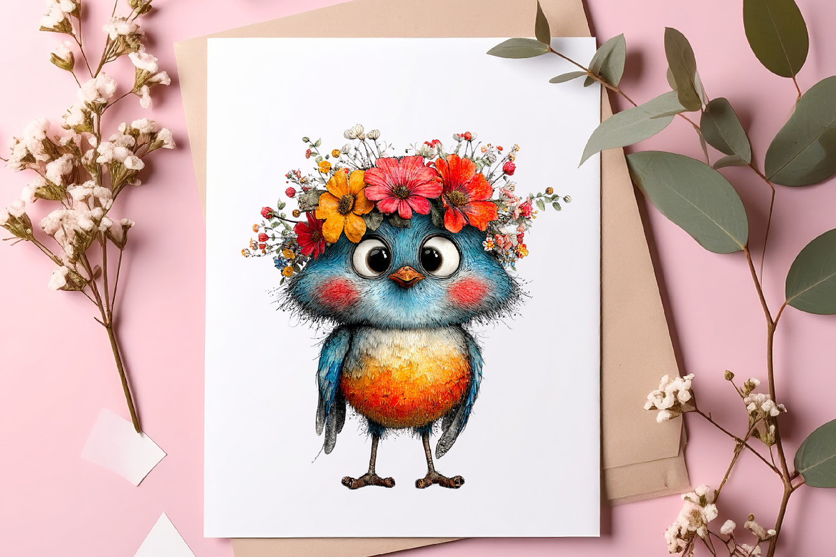 Spring cute baby birds clipart, an Illustration by SinaCreation (Photo 7 of 11)