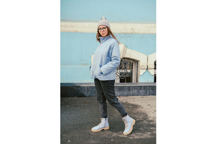 Portrait of a stylish woman in blue, a Person Photo by Jan Jack Russo Media