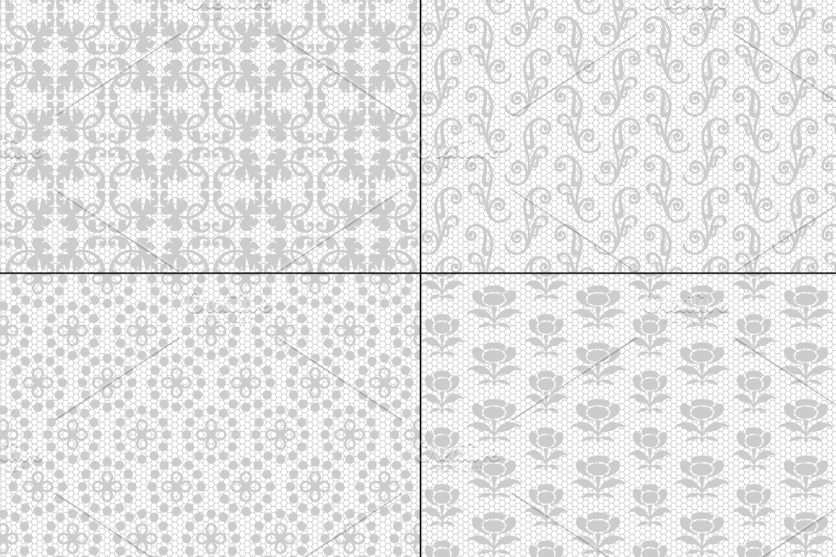 Seamless Gray Lace Patterns preview 3